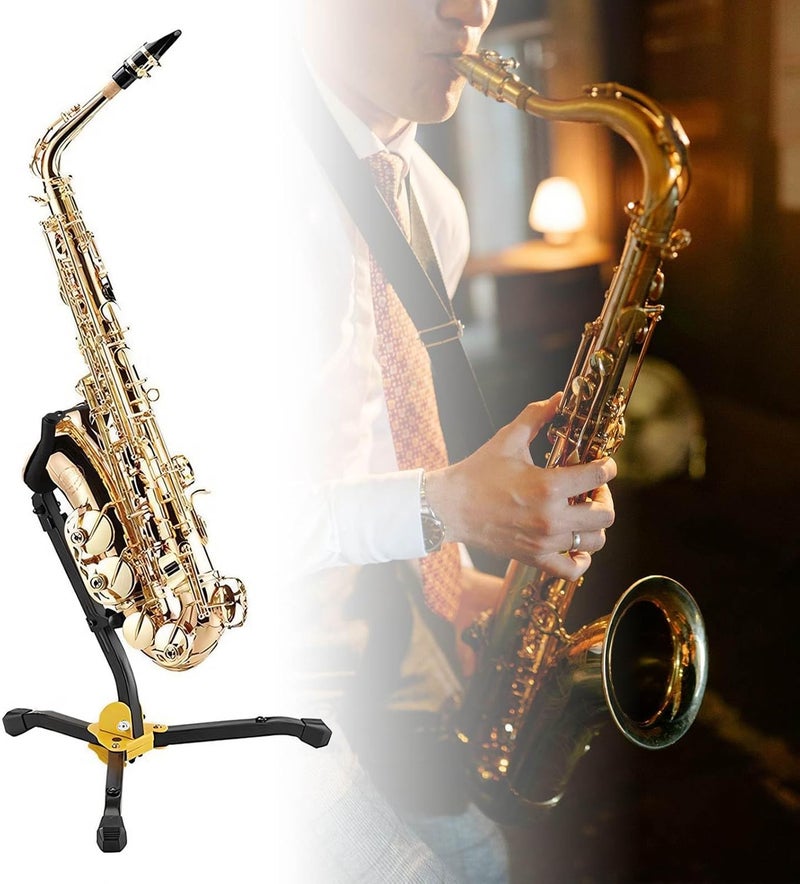 REMAGIC Alto Tenor Saxophone Stand, Folding Saxophone Stand Sax holder Rack, Adjustable Metal Sax Tripod Holder Rack, Portable Musical Instrument Saxophone Accessories Part - Image 2